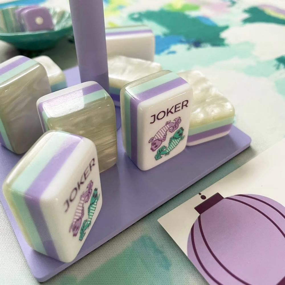 Bloom Garden acrylic American mahjong joker and special face tiles — bloom motif jokers, Mahjong Loft