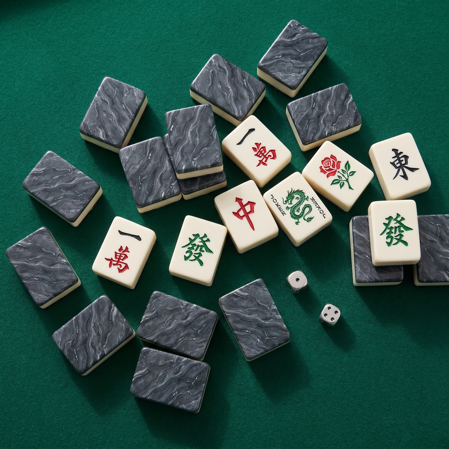 Storm Snake Marble Mahjong Tile Set