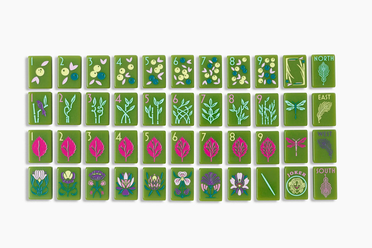 Avocado Botanical avocado green botanical acrylic American mahjong tile set additional product view
