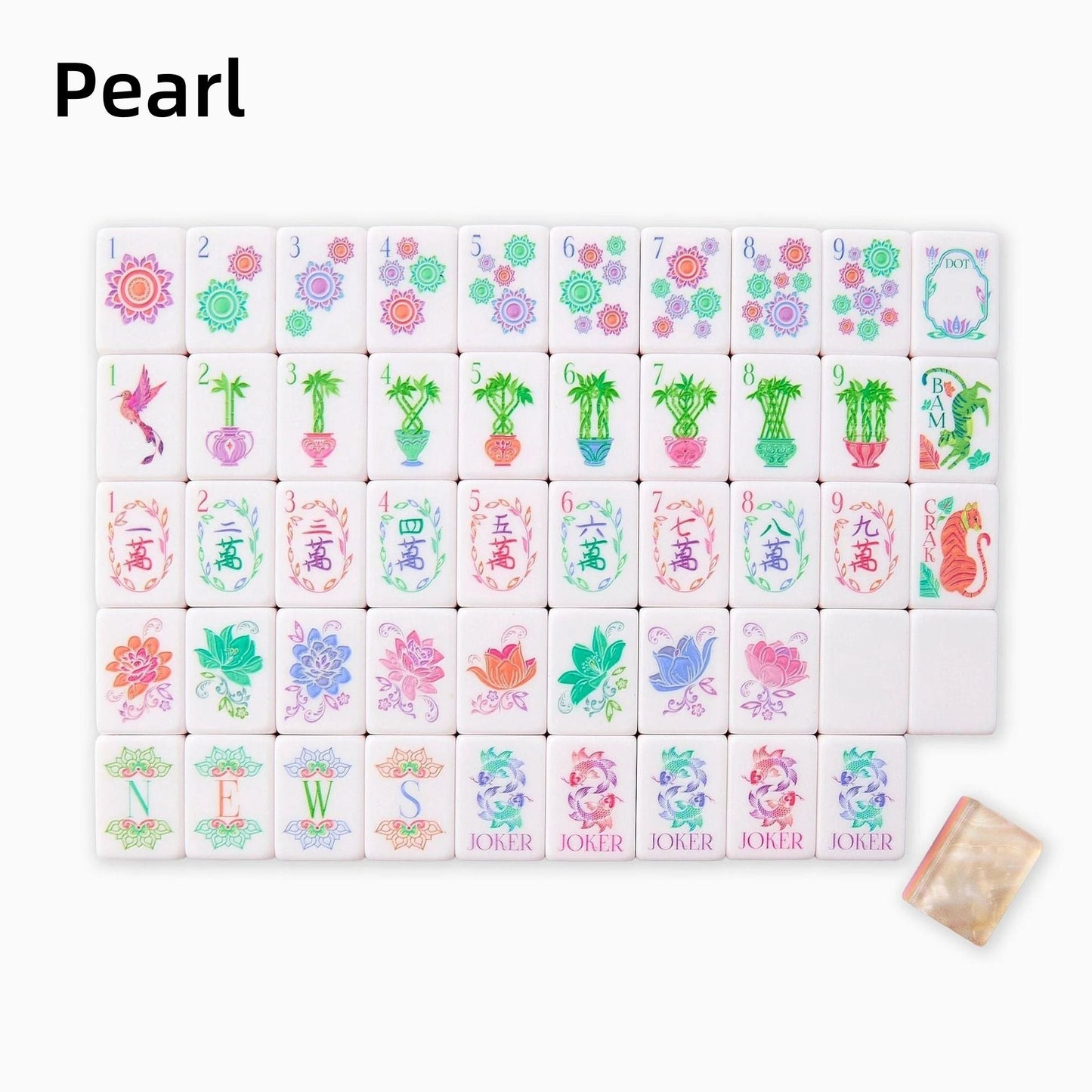 Pearl Petal pearl and blush acrylic American mahjong tile set full set arrangement