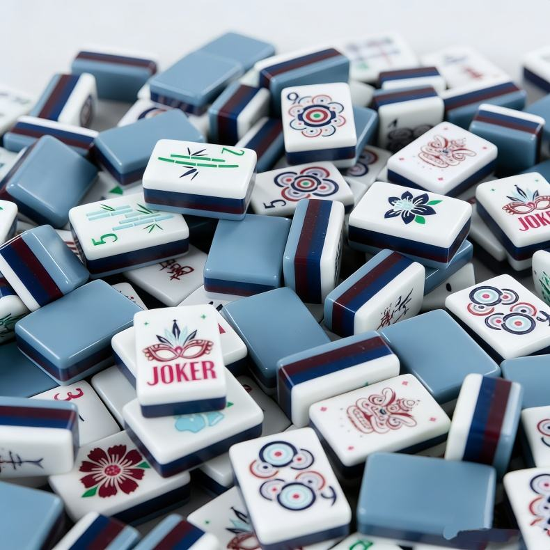 Slate Garden blue-gray acrylic American mahjong tile set additional product view