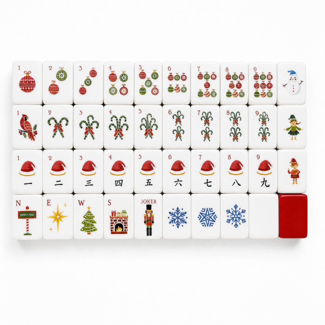 Toy Soldier Parade acrylic American mahjong clean square tile grid on white — toy soldier joker and red back, Mahjong Loft