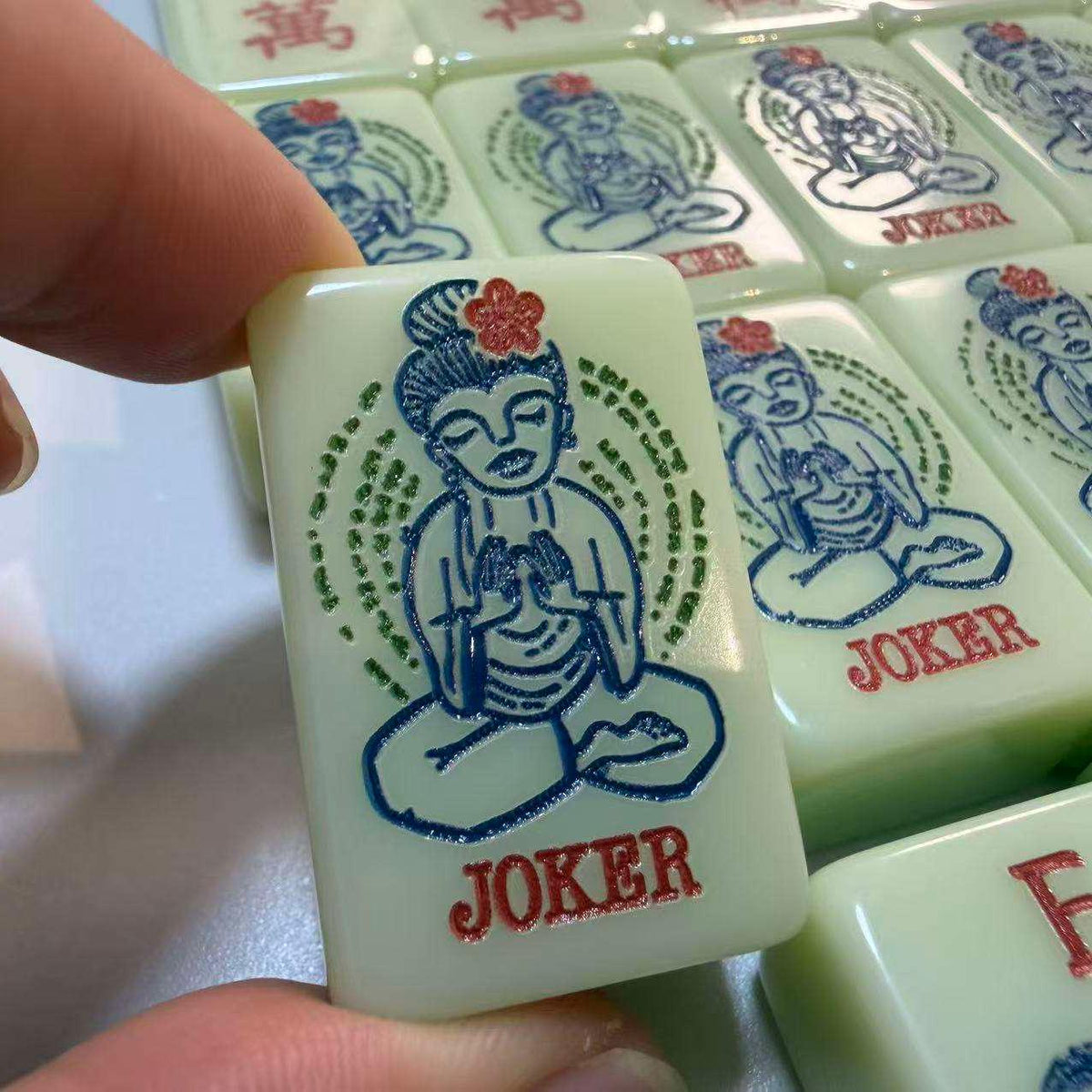 Florence Mint zen joker tile close-up from an American mahjong set
