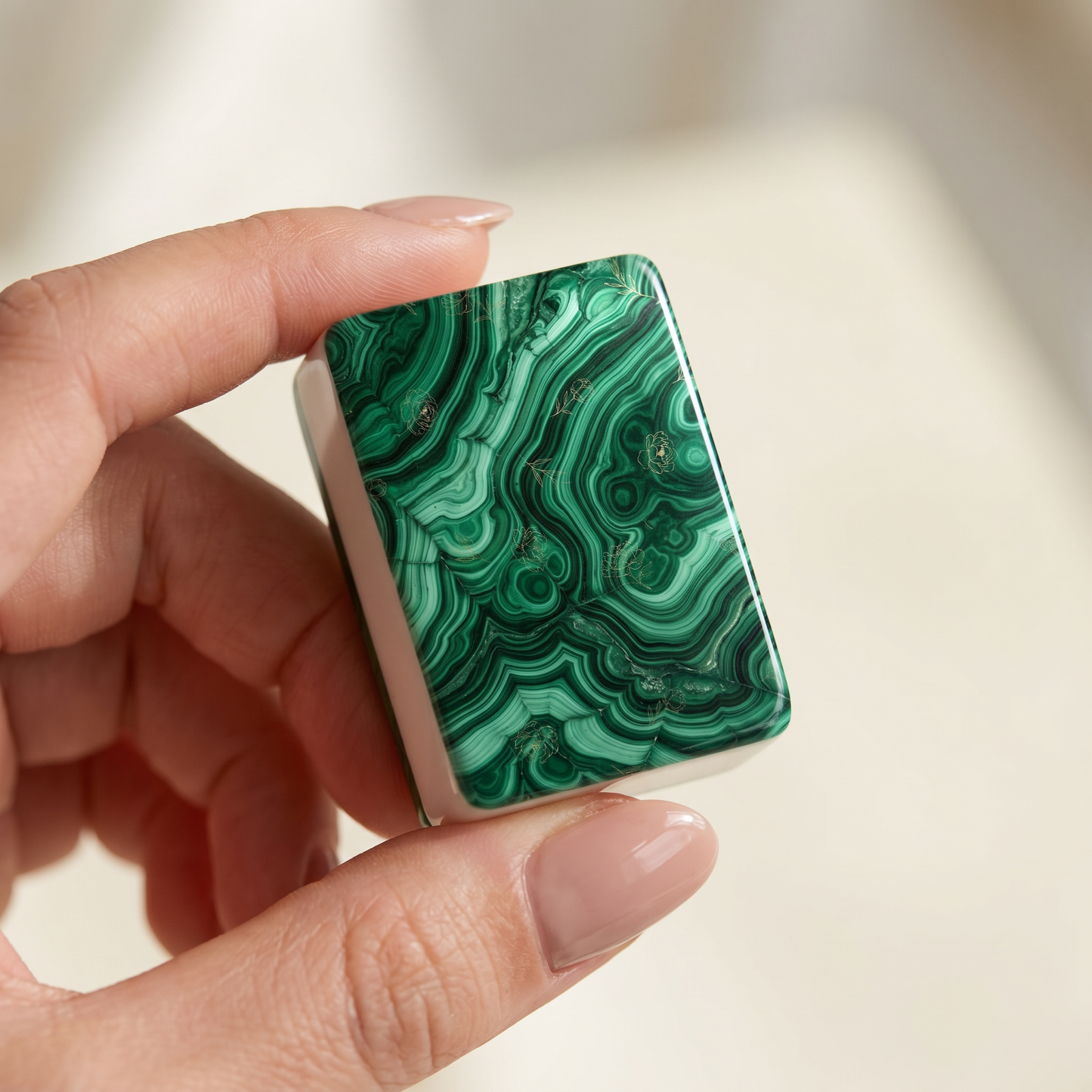 Malachite Marble Mahjong Tile Set