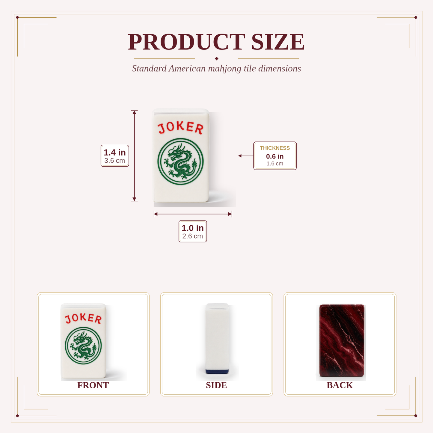 Burgundy Wine Marble Mahjong Tile Set | 166 Piece Romantic Valentine's Gift