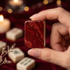 Crimson Gold Marble Mahjong Tile Set