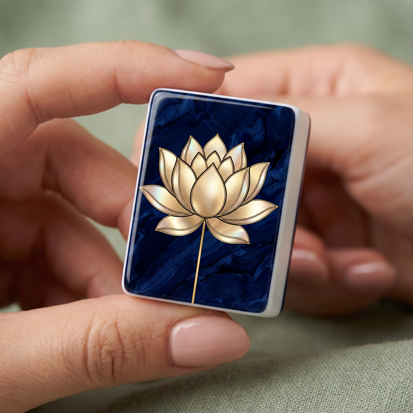 Gold Lotus Mahjong Tile Set | 166 Piece Navy Luxury American Mahjong