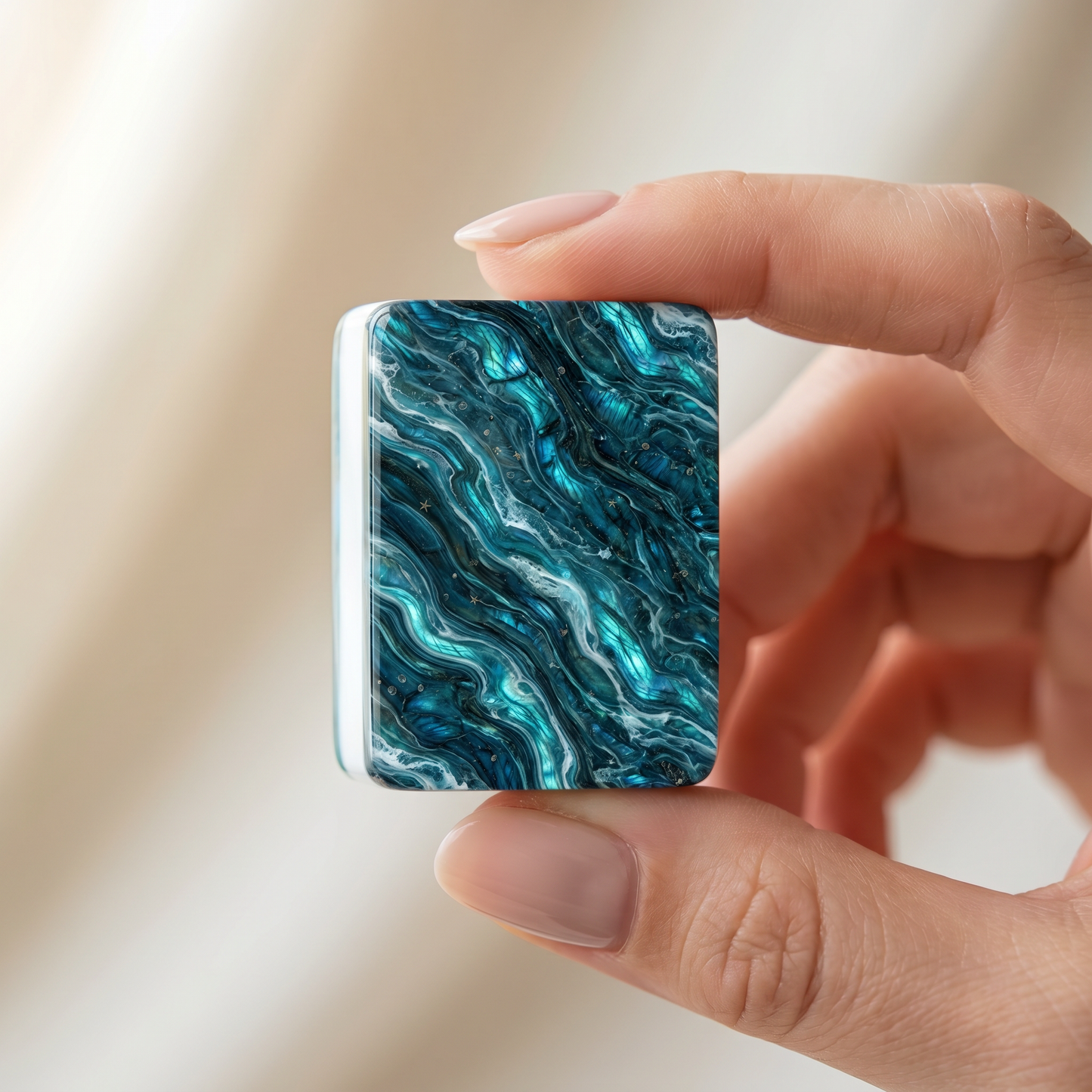 Labradorite Ocean Mahjong Tile Set | 166 Piece Teal Iridescent Coastal Mahjong