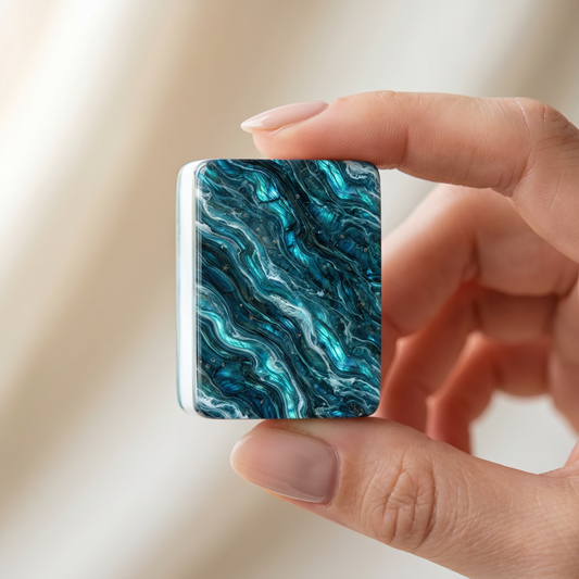 Labradorite Ocean Mahjong Tile Set | 166 Piece Teal Iridescent Coastal Mahjong