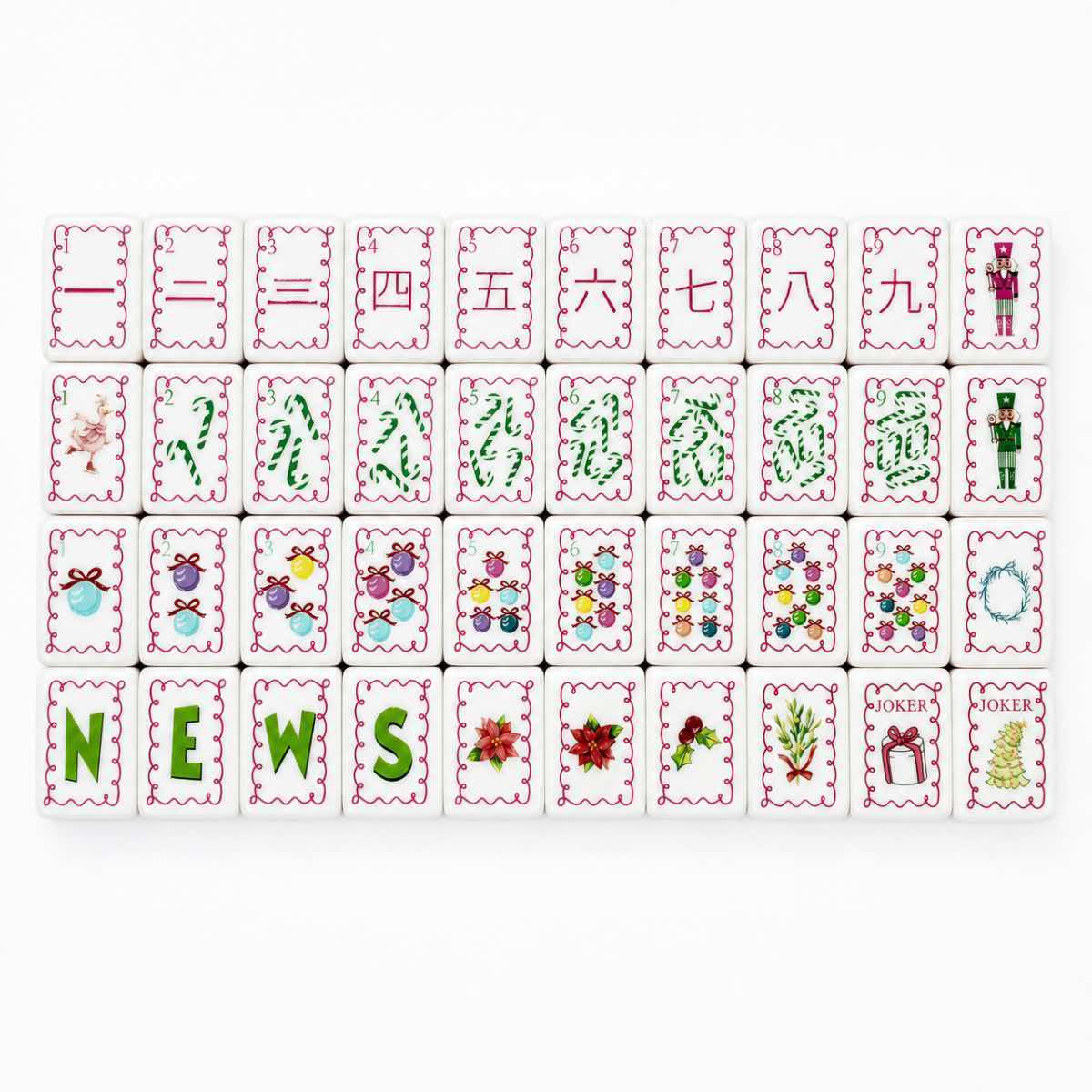 Evergreen Merriment Acrylic American Mahjong Tile Set | Lime Christmas Holiday 160 Tiles