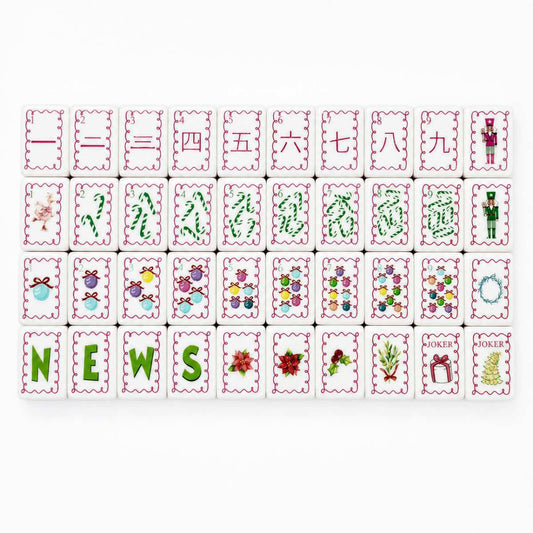 Evergreen Merriment Acrylic American Mahjong Tile Set | Lime Christmas Holiday 160 Tiles
