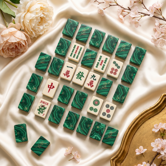 Malachite Marble Mahjong Tile Set