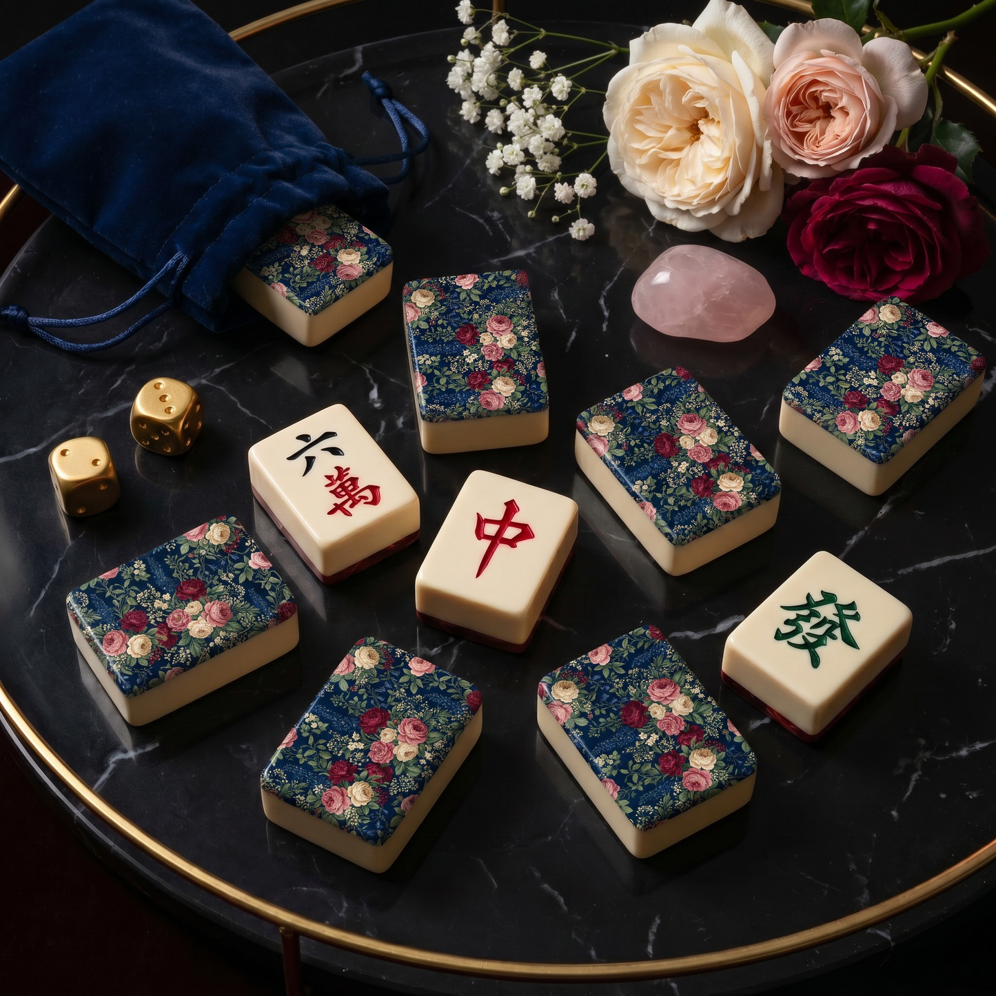 English Garden Floral Mahjong Tile Set
