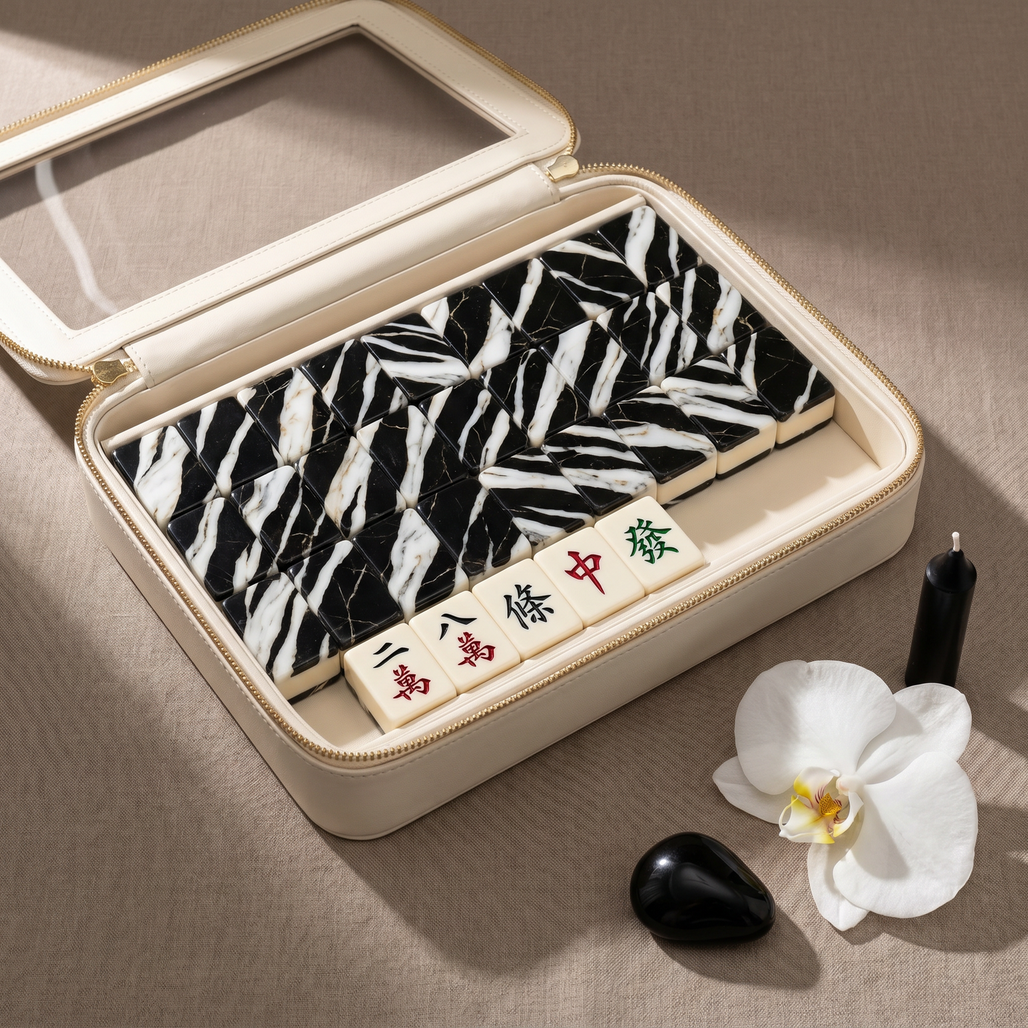 Panda Marble Mahjong Tile Set