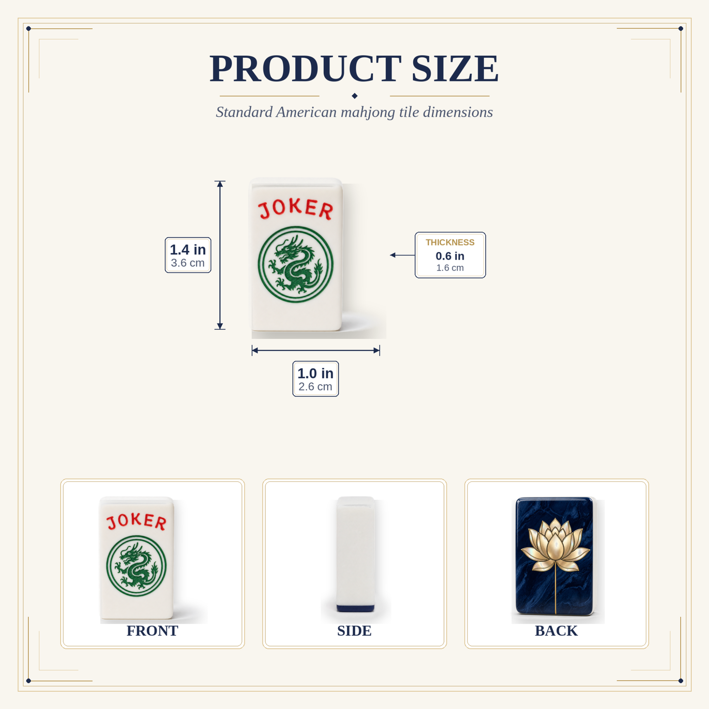 Gold Lotus Mahjong Tile Set | 166 Piece Navy Luxury American Mahjong