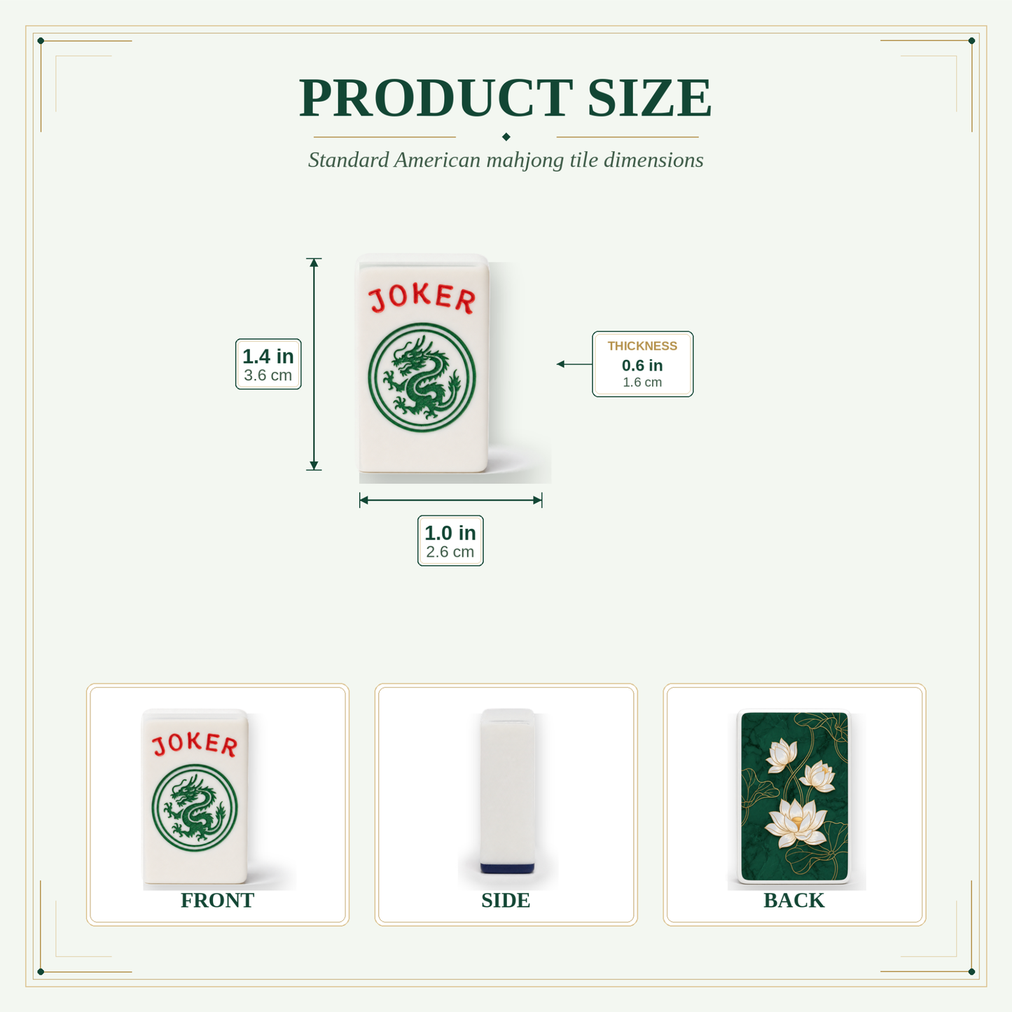 White Lotus Emerald Mahjong Tile Set | 166 Piece Zen Chinoiserie Mahjong