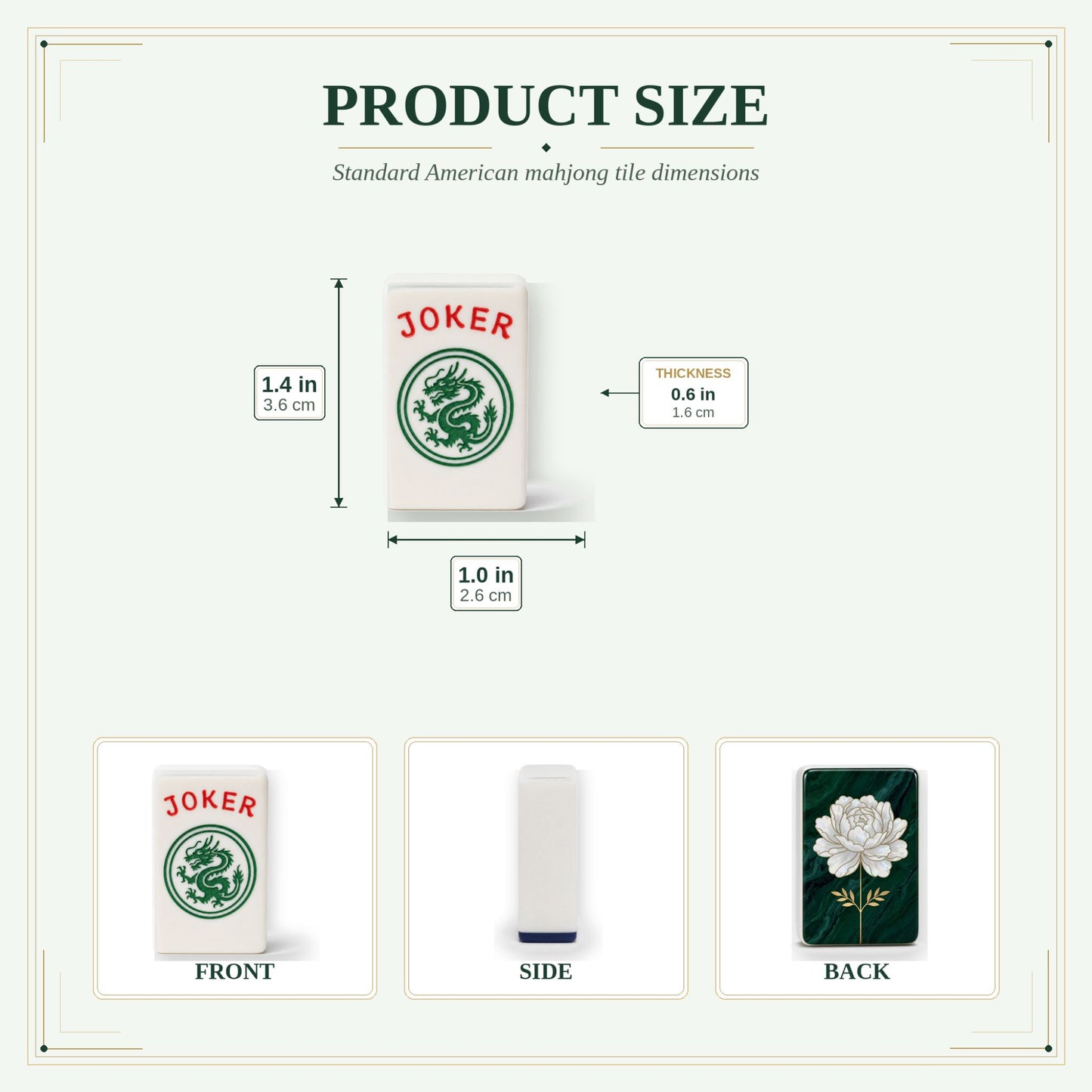 Pearl Peony Mahjong Tile Set | 166 Piece American Mahjong Emerald Heirloom Gift