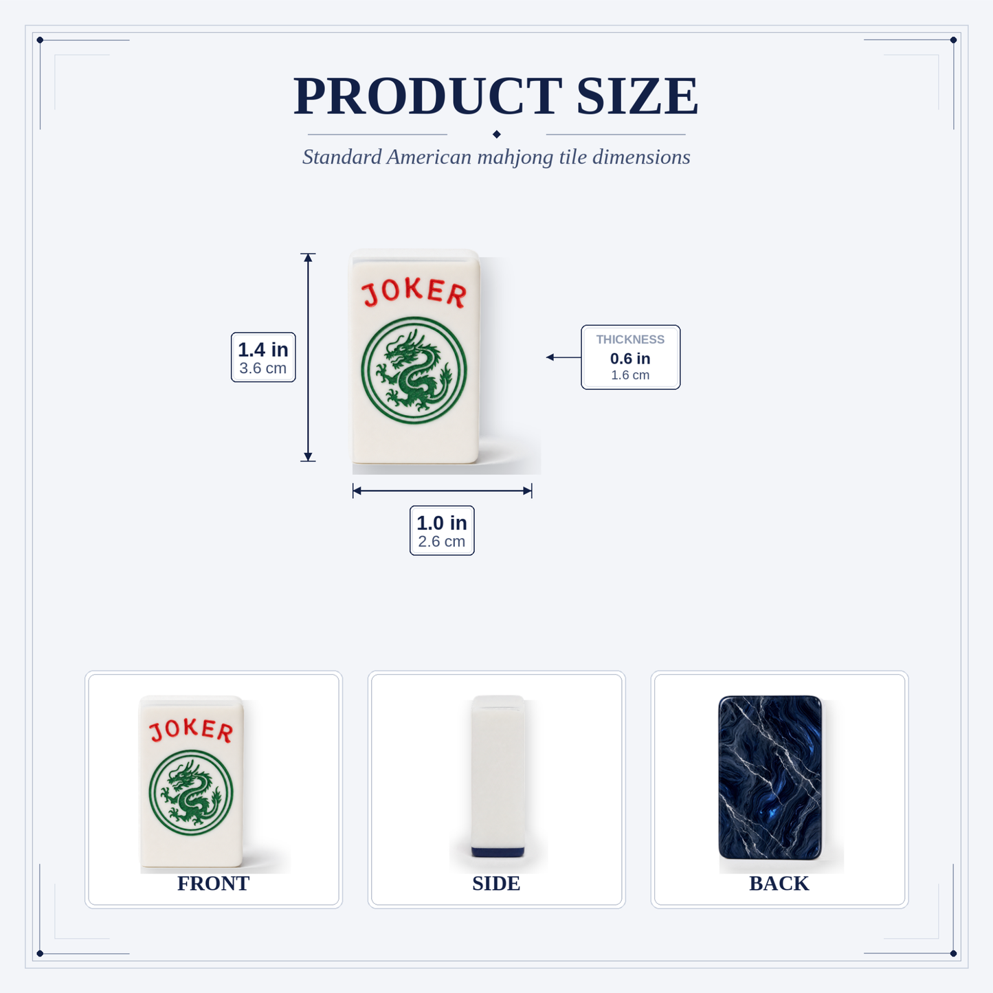 Midnight Sapphire Mahjong Tile Set | 166 Piece Navy Marble September Birthstone Gift