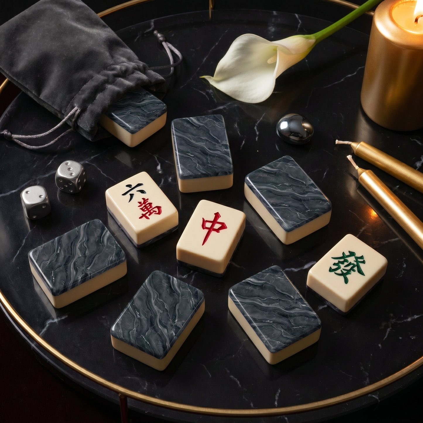 Storm Snake Marble Mahjong Tile Set
