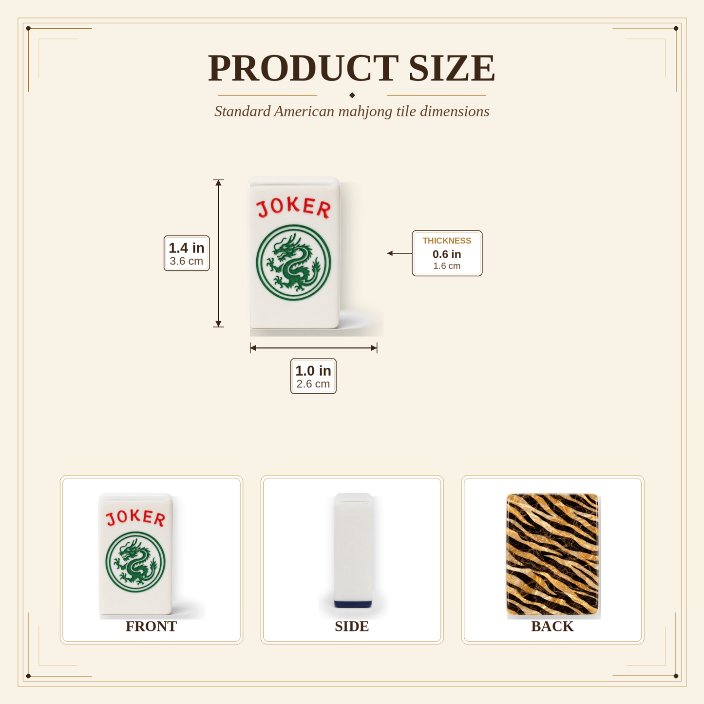 Tiger's Eye Marble Mahjong Tile Set | 166 Piece American Mahjong with Cream Leather Case