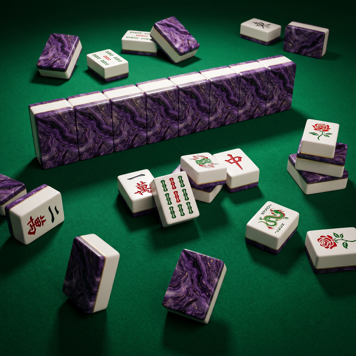 Amethyst Celestial Mahjong Tile Set | 166 Piece Purple Crystal Astrology Mahjong