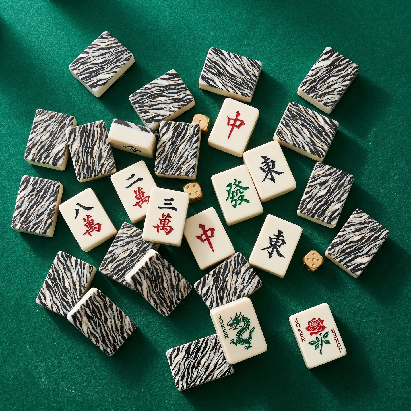 Panda Marble Mahjong Tile Set