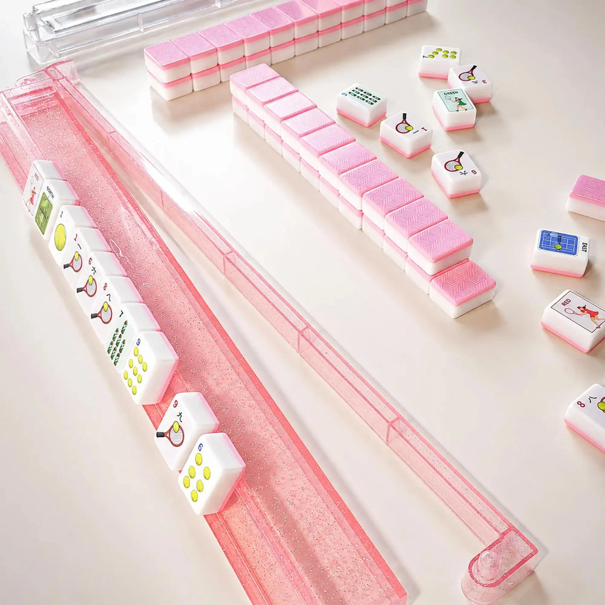Clear Glitter 18" Mahjong Racks & Pushers (Set of 4) — detail view 4, Mahjong Loft