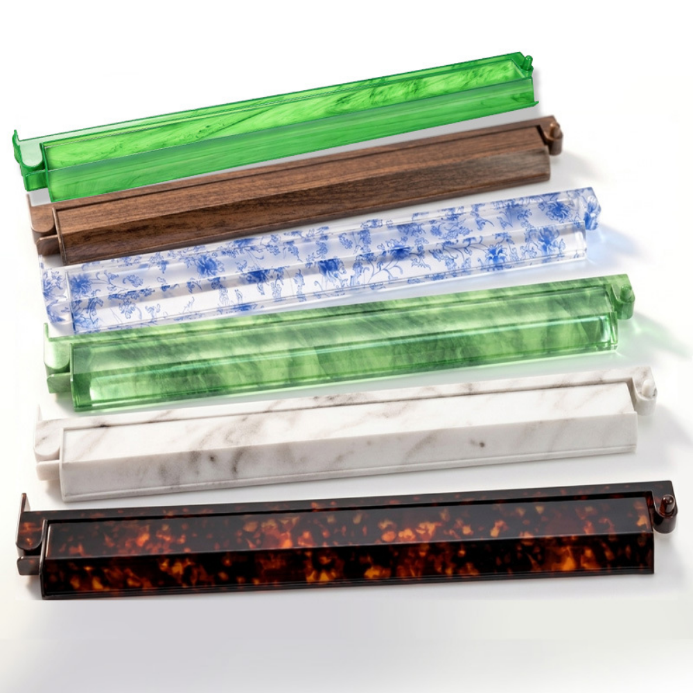 Luxe Motif Mahjong Racks & Pushers (Set of 4) — full set flat lay, Mahjong Loft