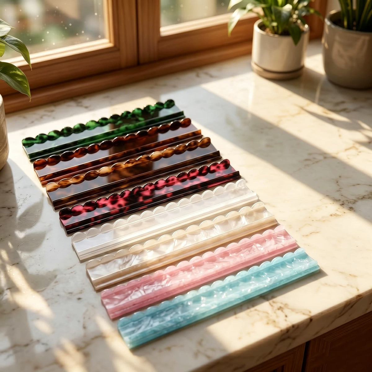Studio Acrylic Mahjong Racks & Pushers (Set of 4) — full set flat lay, Mahjong Loft