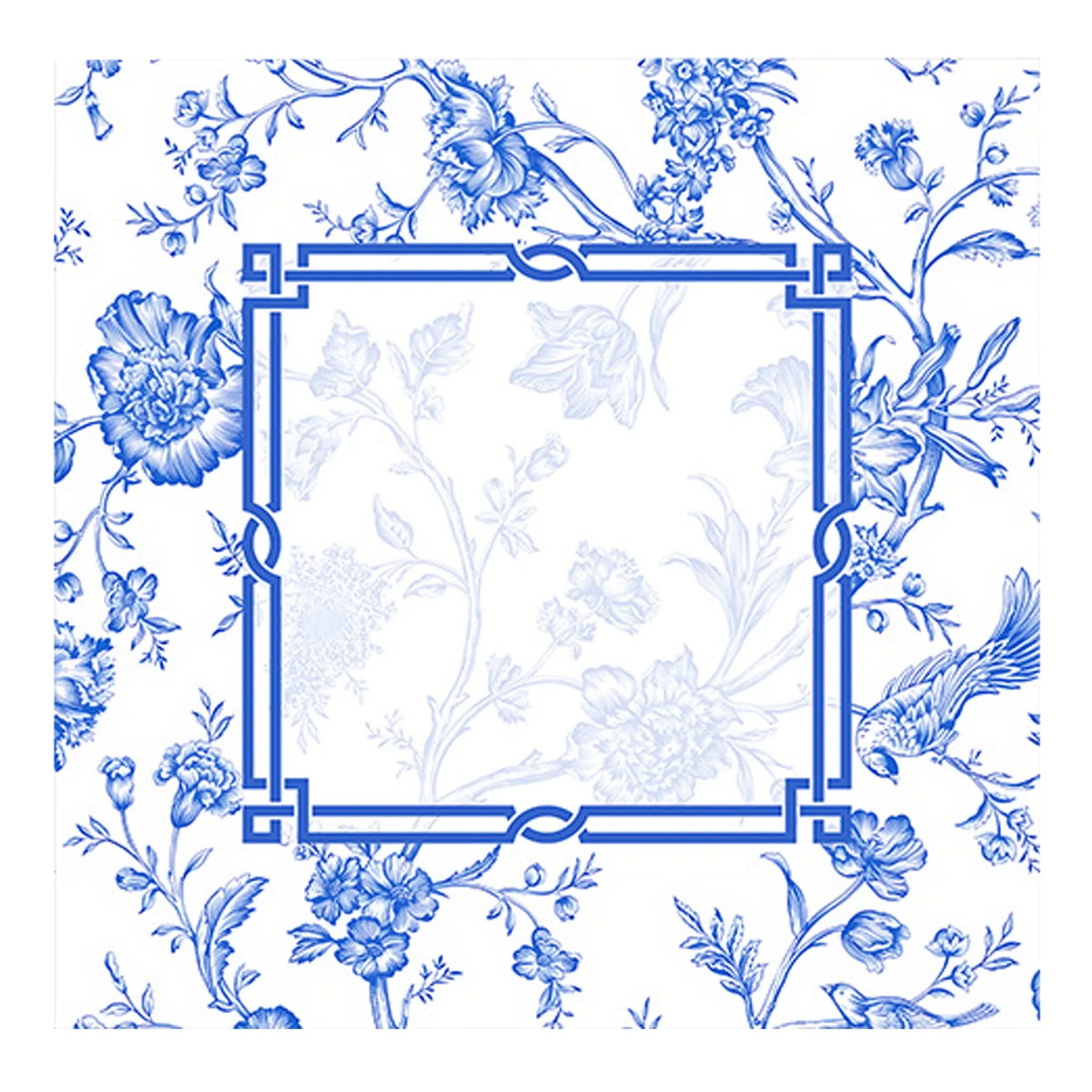 Blue Toile Garden Mahjong Mat mahjong mat — full flat lay, Mahjong Loft