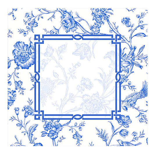 Blue Toile Garden Mahjong Mat mahjong mat — full flat lay, Mahjong Loft