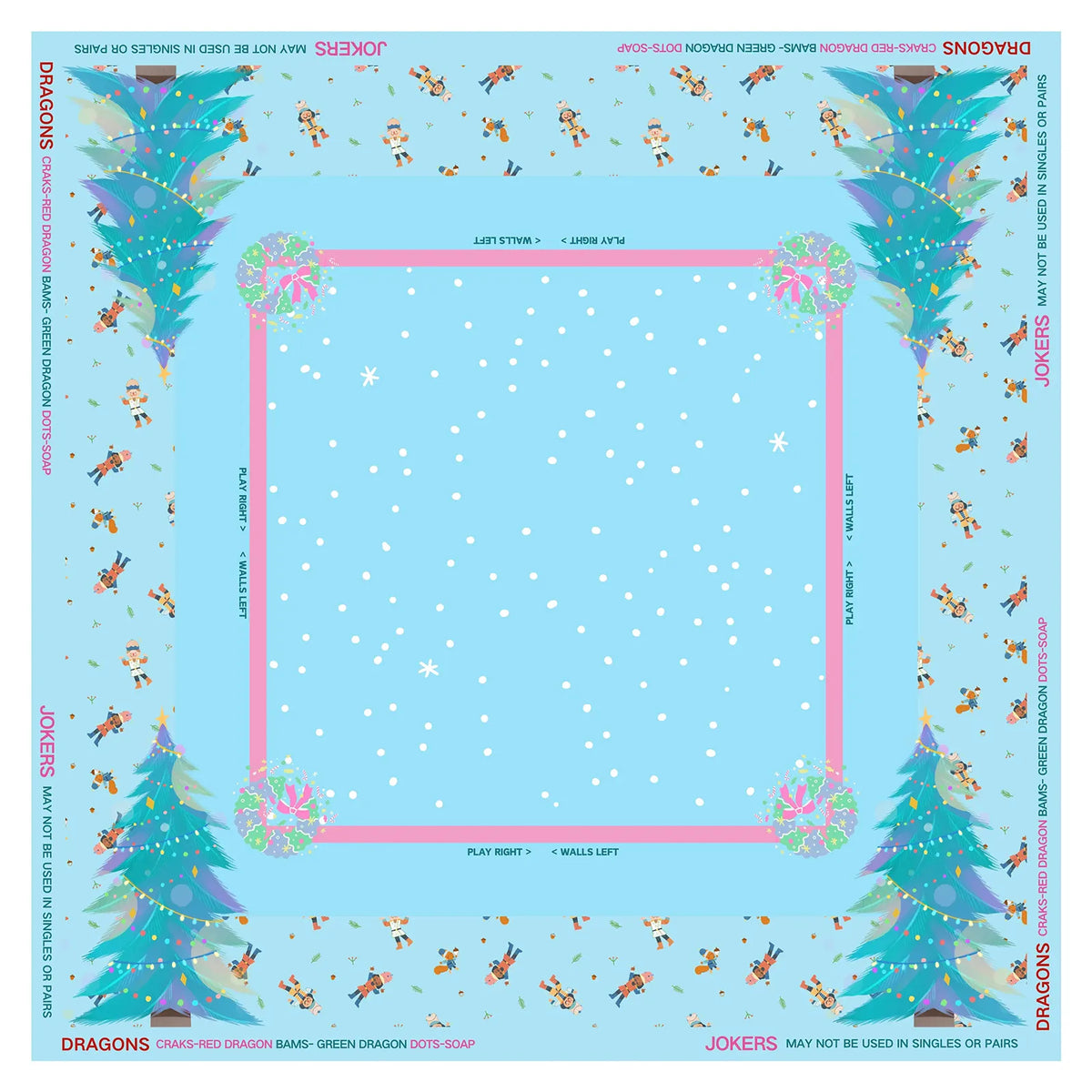 Nutcracker Winter Mahjong Mat mahjong mat — full flat lay, Mahjong Loft