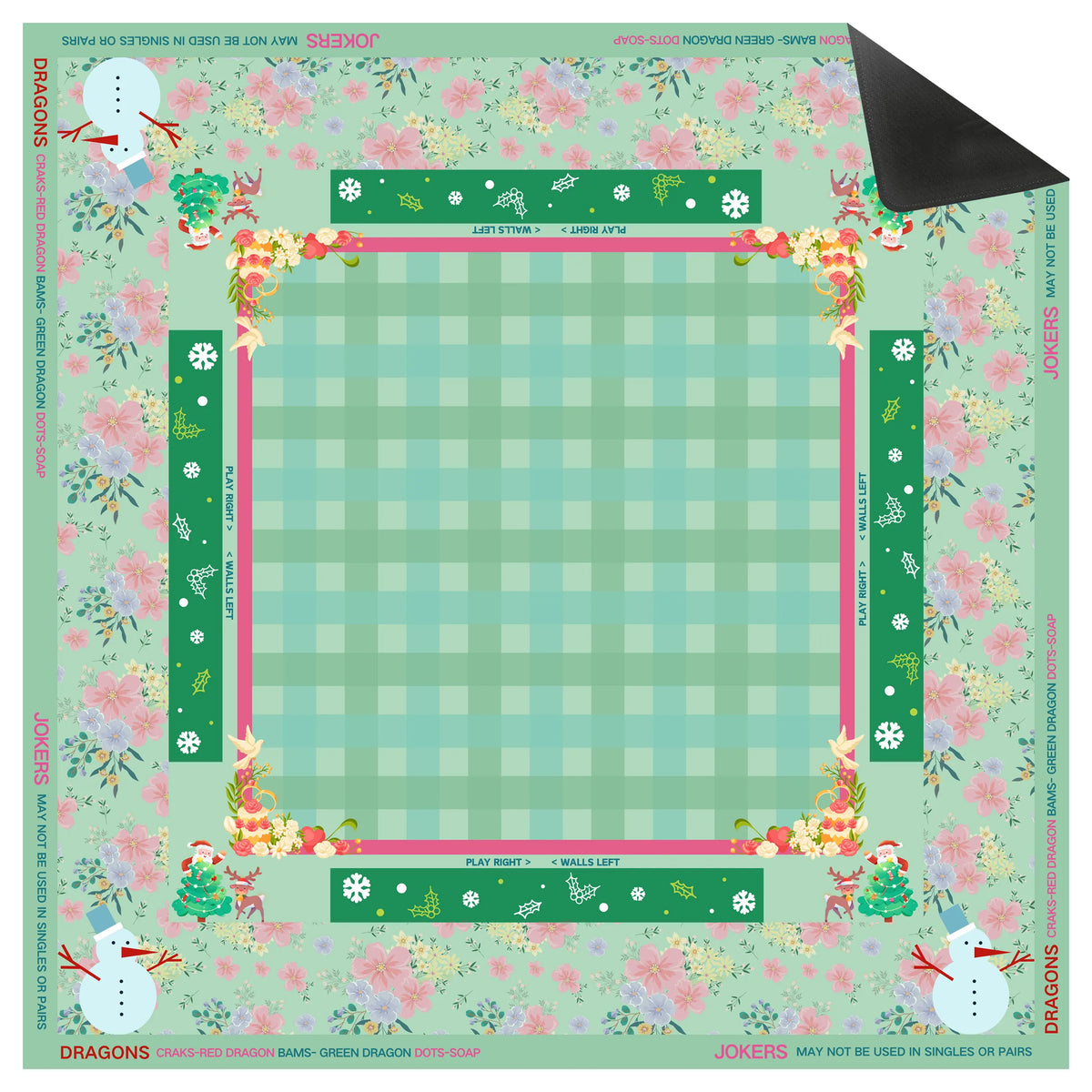 Mint Vintage Christmas Mahjong Mat mahjong mat — detail view 1, Mahjong Loft