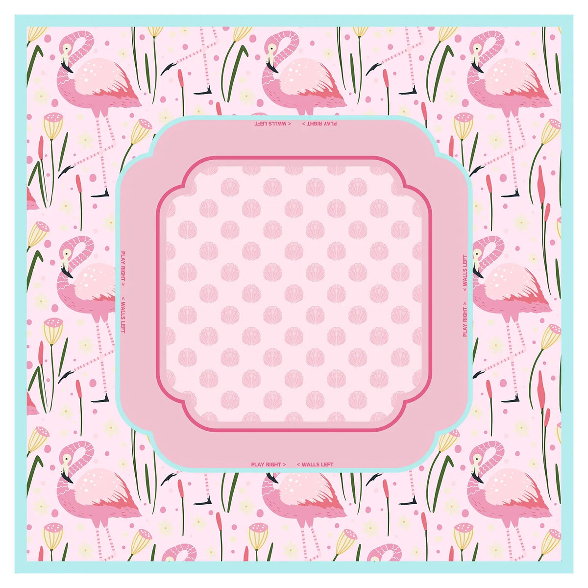 Pink Flamingo Mahjong Mat mahjong mat — full flat lay, Mahjong Loft