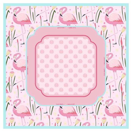 Pink Flamingo Mahjong Mat mahjong mat — full flat lay, Mahjong Loft