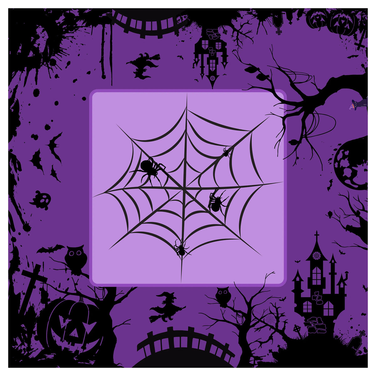 Witch Cobweb Halloween Mahjong Mat mahjong mat — full flat lay, Mahjong Loft