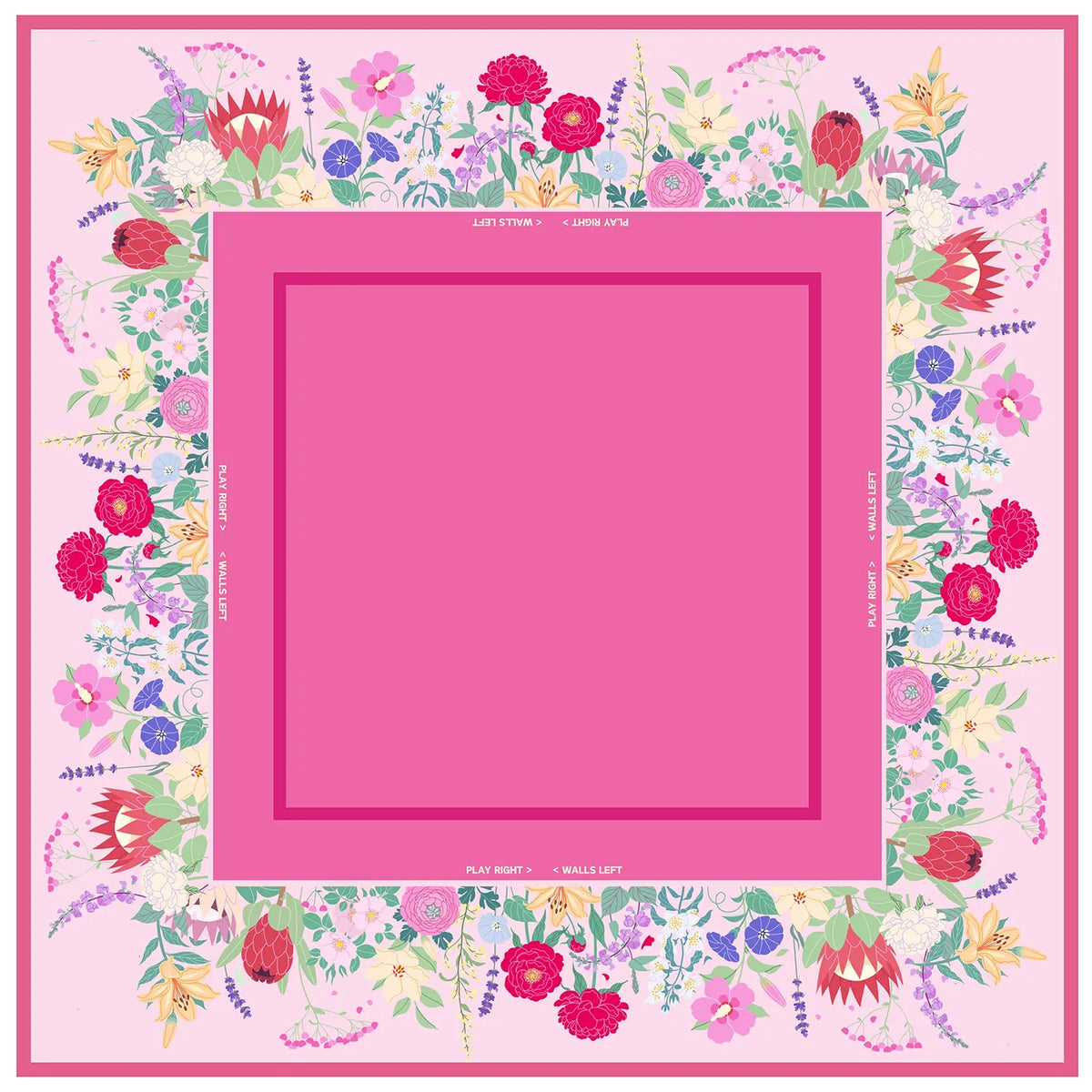 Magenta Cottage Floral Mahjong Mat mahjong mat — full flat lay, Mahjong Loft