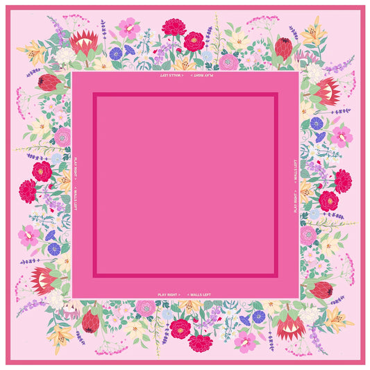 Magenta Cottage Floral Mahjong Mat mahjong mat — full flat lay, Mahjong Loft