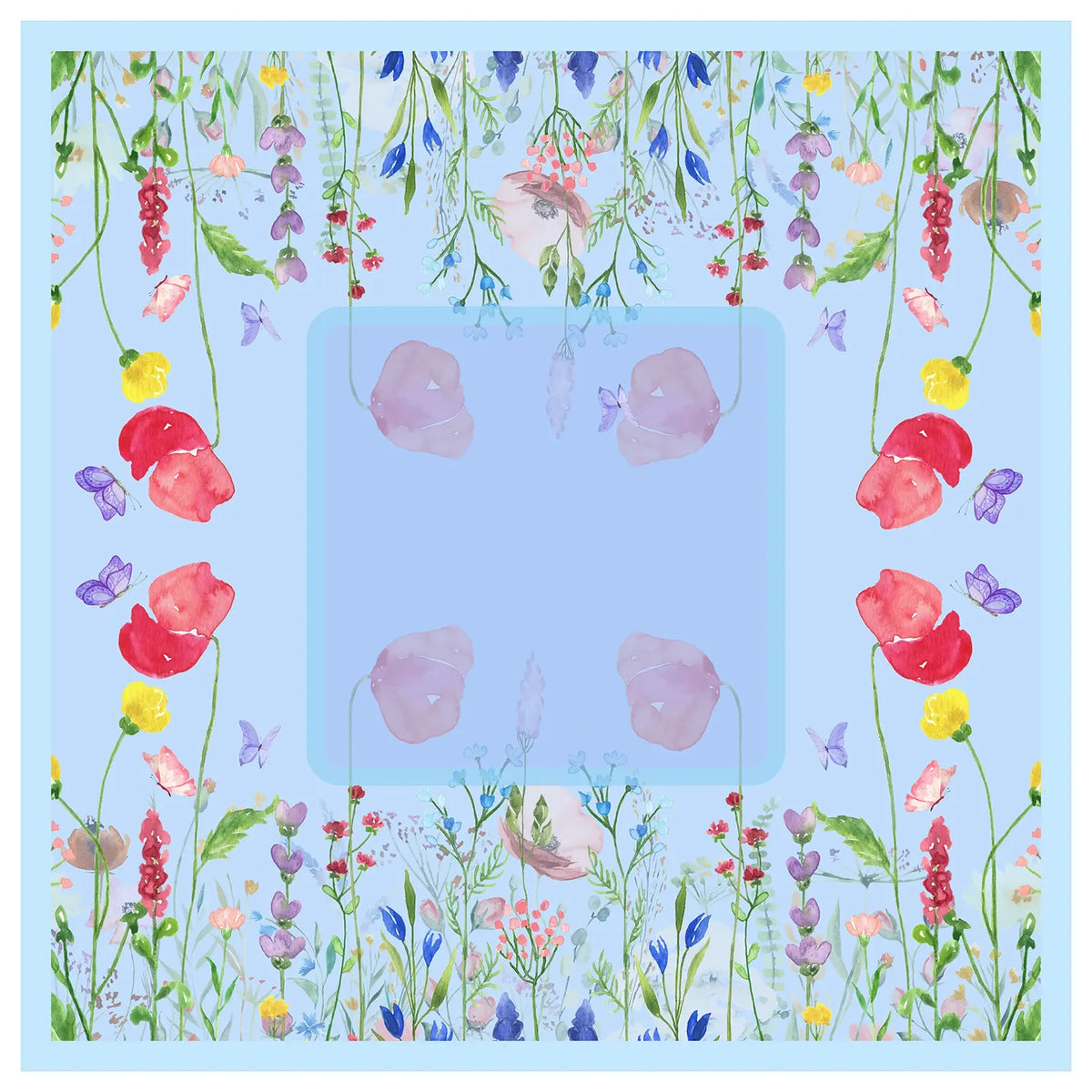 Wildflower Meadow Mahjong Mat mahjong mat — full flat lay, Mahjong Loft