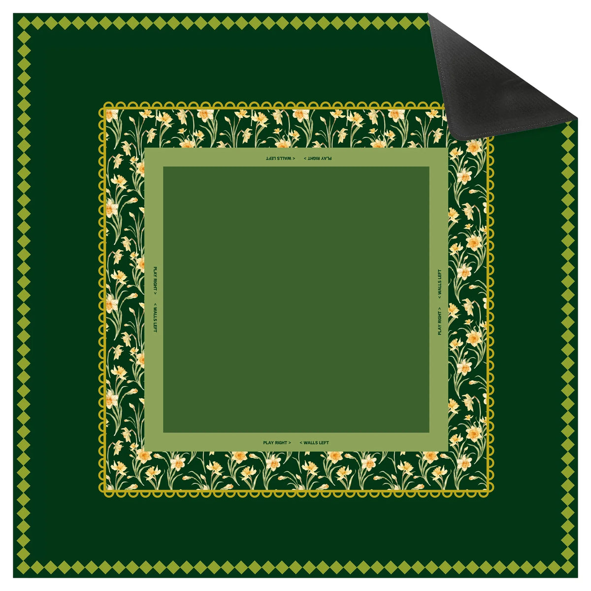 Hunter Green Daffodil Mahjong Mat mahjong mat — detail view 1, Mahjong Loft