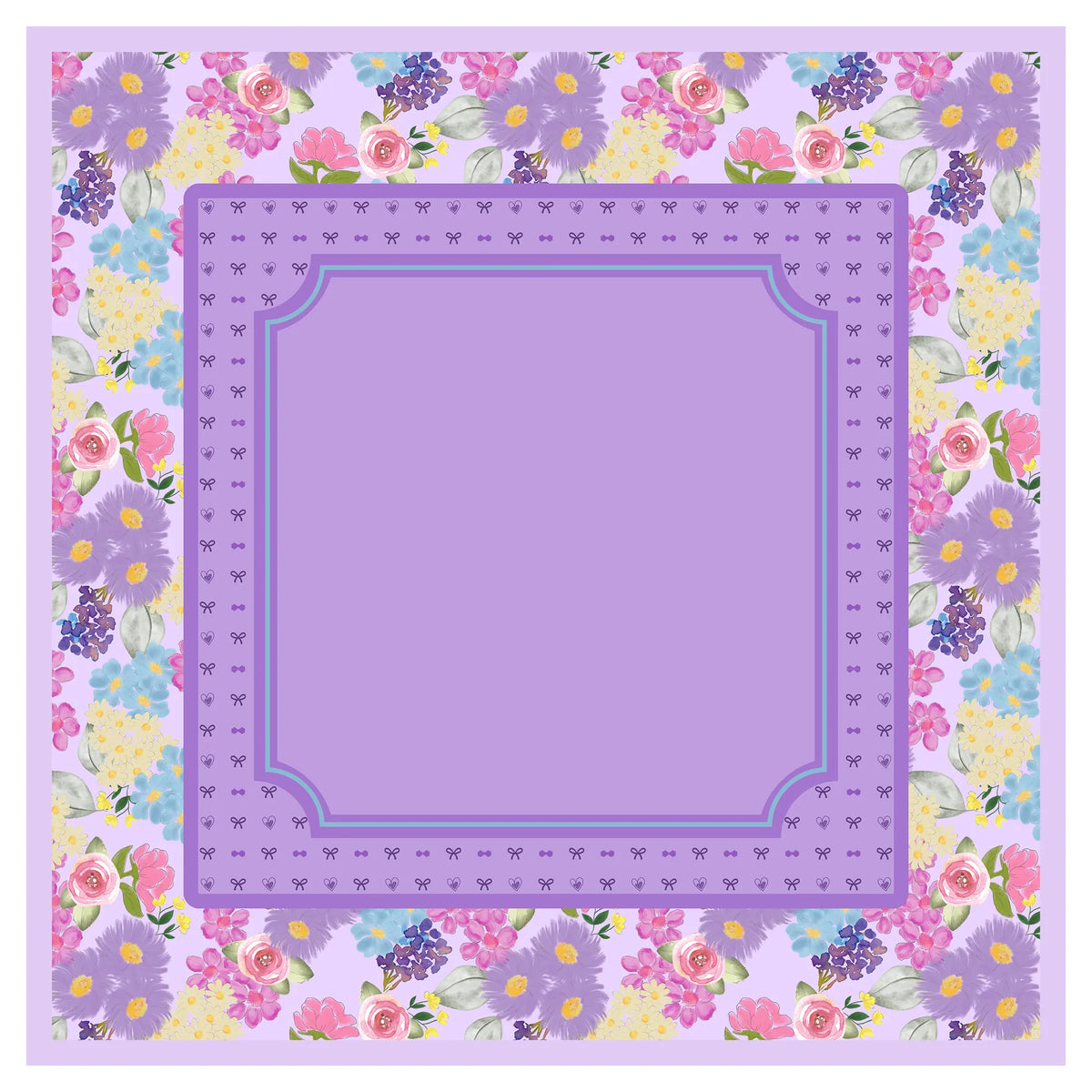 Lavender Bow Floral Mahjong Mat mahjong mat — full flat lay, Mahjong Loft