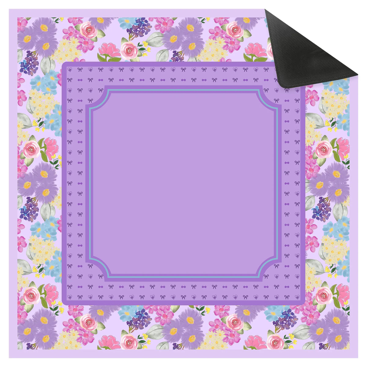 Lavender Bow Floral Mahjong Mat mahjong mat — detail view 1, Mahjong Loft