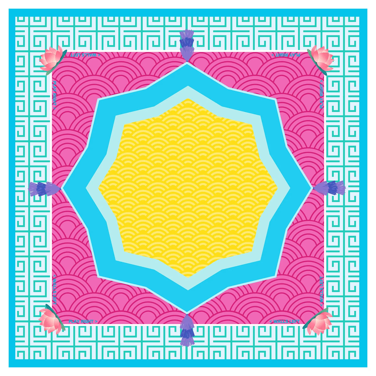 Lotus Wave Mahjong Mat mahjong mat — full flat lay, Mahjong Loft