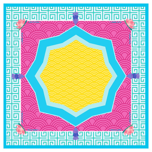 Lotus Wave Mahjong Mat mahjong mat — full flat lay, Mahjong Loft