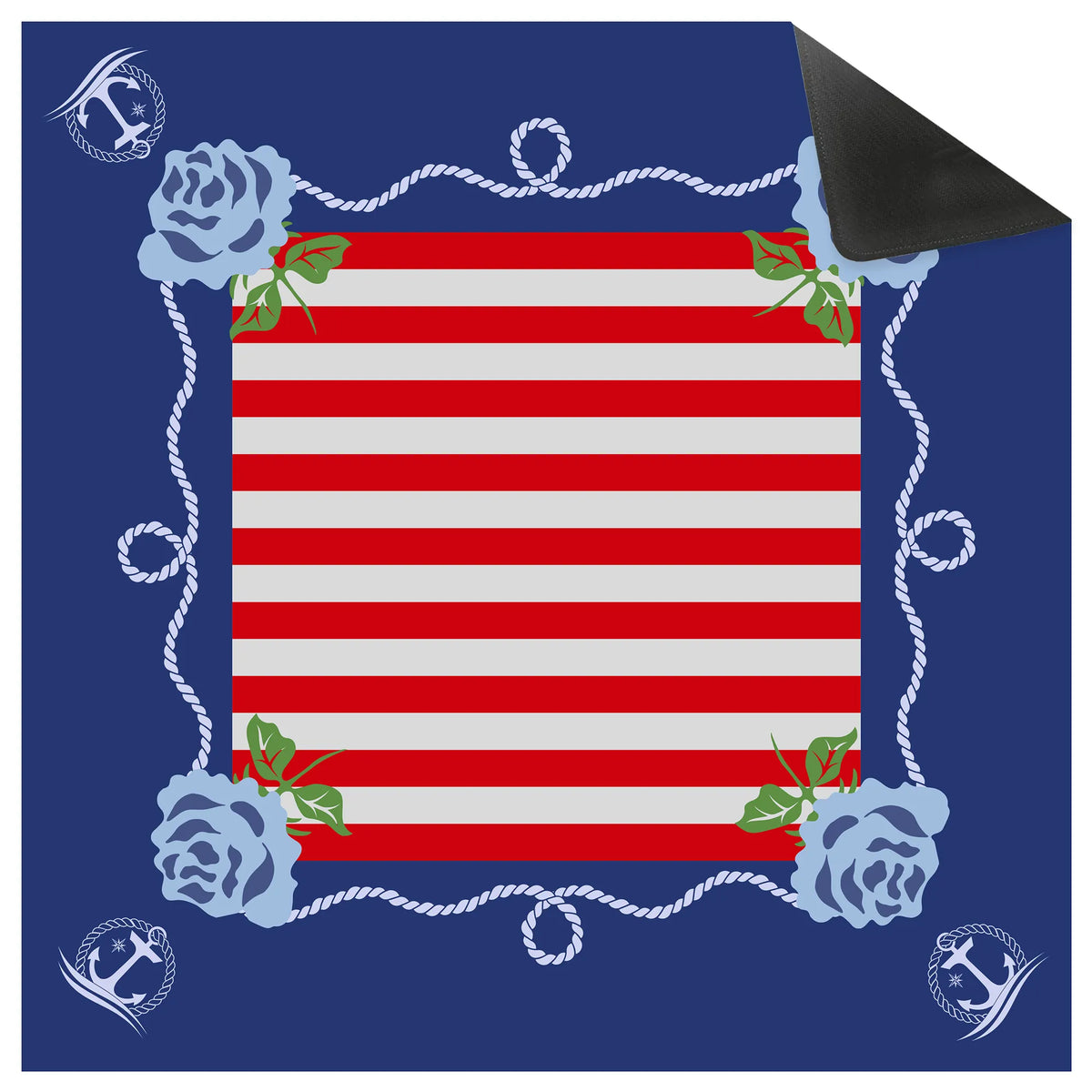 Nautical Anchor Stripe Mahjong Mat mahjong mat — detail view 1, Mahjong Loft