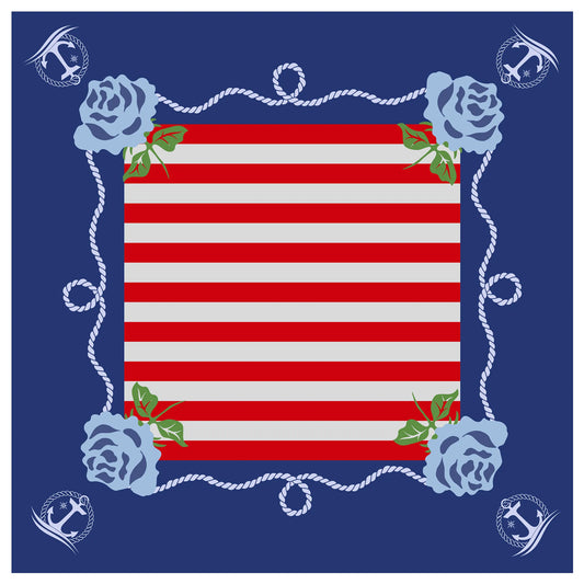 Nautical Anchor Stripe Mahjong Mat mahjong mat — full flat lay, Mahjong Loft
