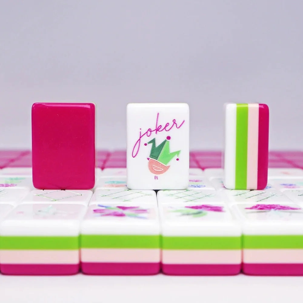 4-Tier Acrylic American Mahjong Set | 160 Tiles with Pink Travel Case