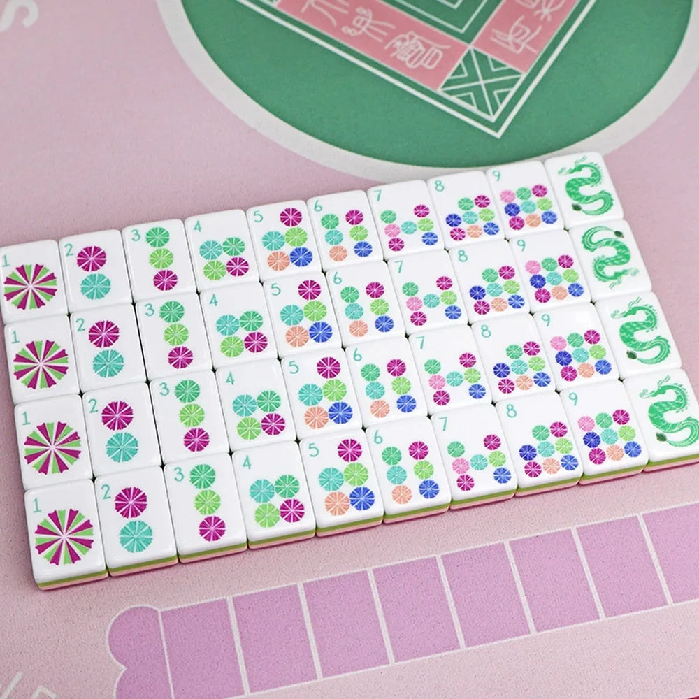 4-Tier Acrylic American Mahjong Set | 160 Tiles with Pink Travel Case