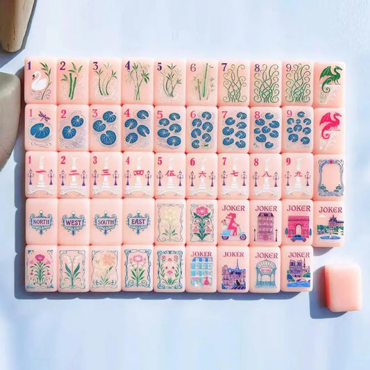 Pink Mini American Mahjong Set | 160 Portable Acrylic Tiles