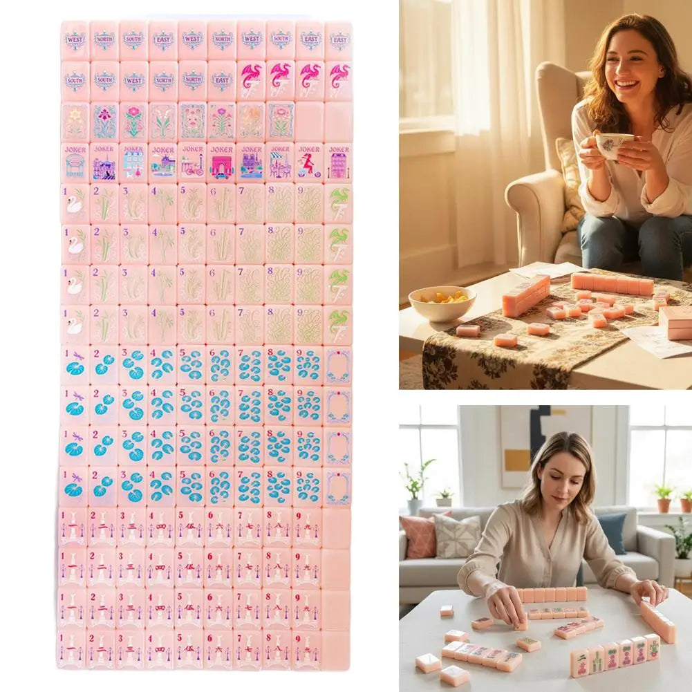 Pink Mini American Mahjong Set | 160 Portable Acrylic Tiles